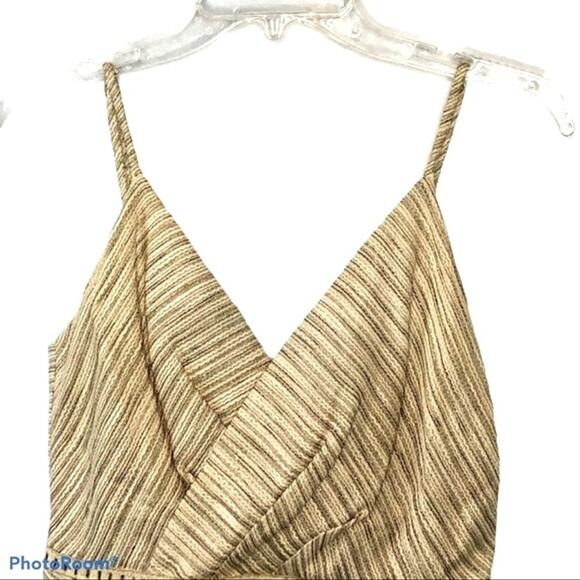 Axara Paris Linen Blend Faux Wrap Mini Cocktail Dress Size8 EU40 Metallic Thread - Picture 6 of 14